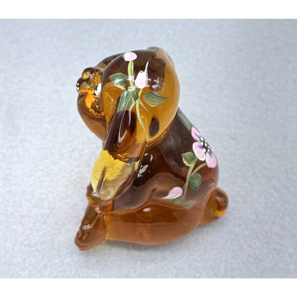 Lenox Fenton Art Glass Floppy Ear Rabbit Amber Art Glass Figure Sheela Miller - Picture 9 of 14